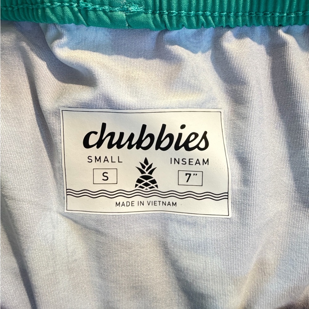 Chubbies Ombre Teal Blue Swim Trunks Men’s Small 7" Inseam Lined - Picture 8 of 8